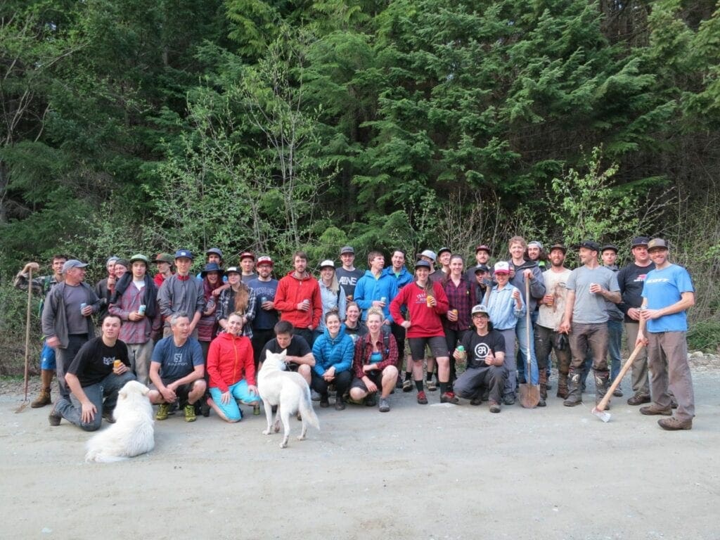 Trail building crew